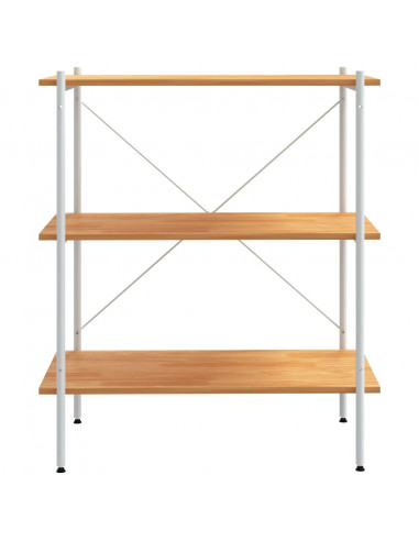Scaffale con 3 Mensole Bianco e Rovere 80x40x92 cm