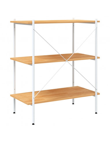 Scaffale con 3 Mensole Bianco e Rovere 80x40x92 cm