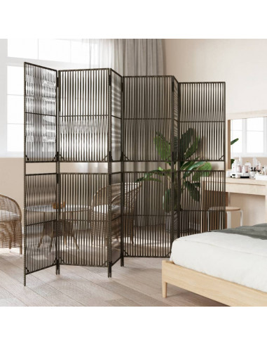 Divisorio per Ambienti a 6 Pannelli Marrone in Polyrattan