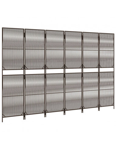 Divisorio per Ambienti a 6 Pannelli Marrone in Polyrattan