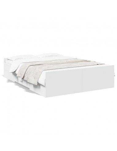 Giroletto con Cassetti Bianco 140x190 cm in Legno Multistrato