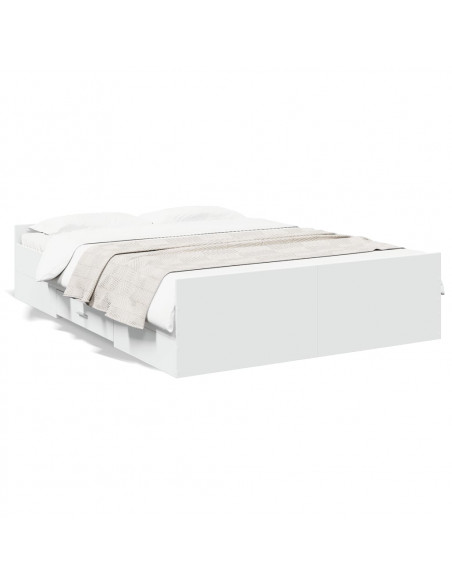 Giroletto con Cassetti Bianco 140x190 cm in Legno Multistrato