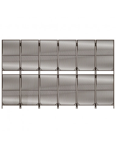 Divisorio per Ambienti a 6 Pannelli Marrone in Polyrattan