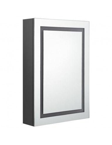 Armadietto Bagno con Specchio e LED Grigio 50x13x70 cm