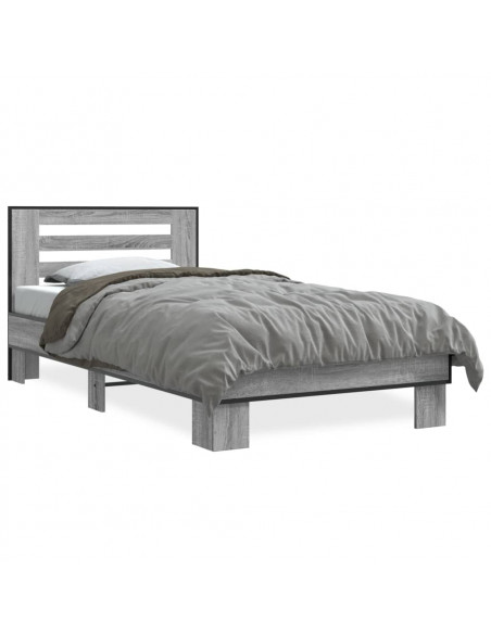 Giroletto Grigio Sonoma 90x200 cm Legno Multistrato e Metallo