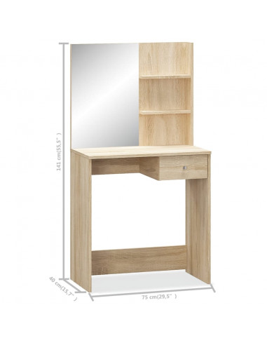 Toeletta in Legno Multistrato 75x40x141 cm Rovere