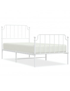 Giroletto con Testiera e Pediera Metallo Bianco 90x200 cm 2