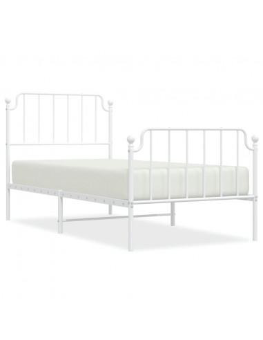 Giroletto con Testiera e Pediera Metallo Bianco 90x200 cm