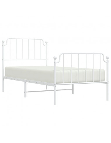 Giroletto con Testiera e Pediera Metallo Bianco 90x200 cm
