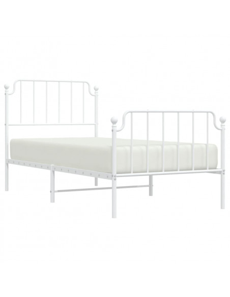 Giroletto con Testiera e Pediera Metallo Bianco 90x200 cm