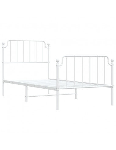 Giroletto con Testiera e Pediera Metallo Bianco 90x200 cm