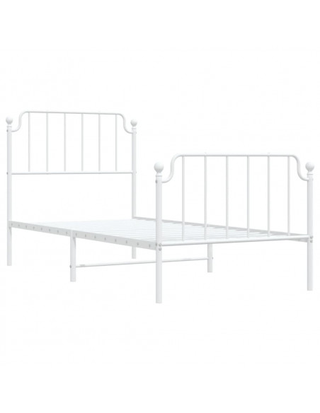Giroletto con Testiera e Pediera Metallo Bianco 90x200 cm