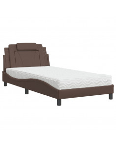 Letto con Materasso Marrone 100x200cm in Similpelle 2