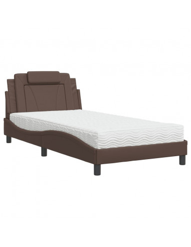 Letto con Materasso Marrone 100x200cm in Similpelle