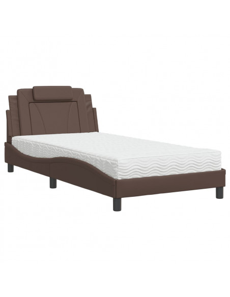 Letto con Materasso Marrone 100x200cm in Similpelle