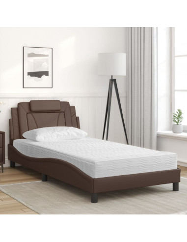 Letto con Materasso Marrone 100x200cm in Similpelle