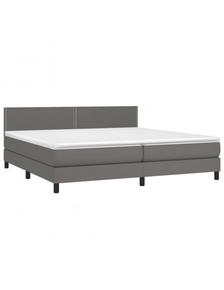 Giroletto Molle con Materasso e LED Grigio 200x200cm Similpelle