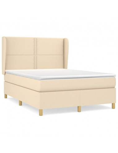 Giroletto a Molle con Materasso Crema 140x200 cm in Tessuto