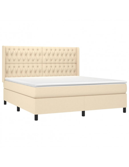 Letto a Molle con Materasso e LED Crema 180x200 cm in Tessuto