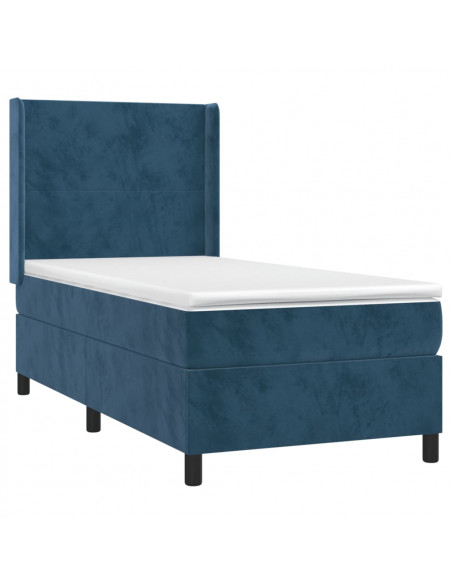 Giroletto a Molle con Materasso Blu Scuro 80x200 cm in Velluto