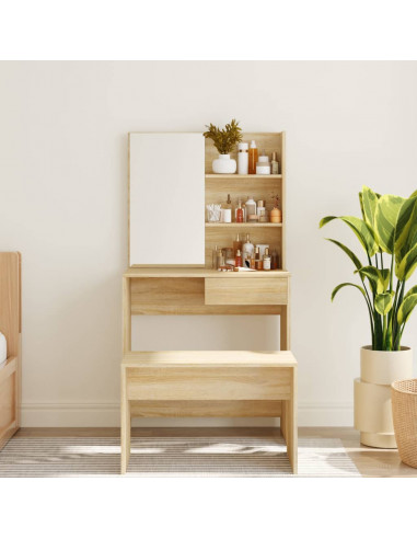 Toeletta con Specchio Rovere Sonoma 74,5x40x141 cm