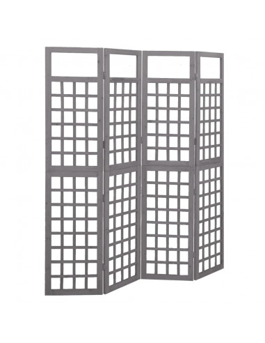 Divisorio a 4 Pannelli in Legno di Abete Grigio 161x180 cm