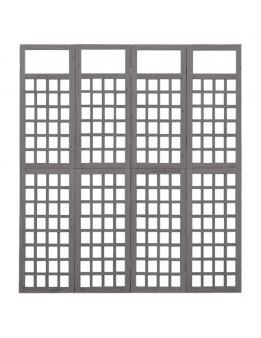 Divisorio a 4 Pannelli in Legno di Abete Grigio 161x180 cm