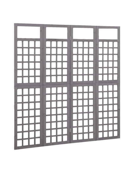 Divisorio a 4 Pannelli in Legno di Abete Grigio 161x180 cm