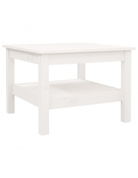 Tavolino da Salotto Bianco 55x55x40 cm Legno Massello di Pino