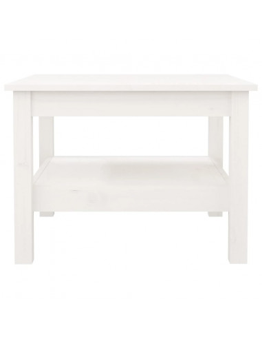 Tavolino da Salotto Bianco 55x55x40 cm Legno Massello di Pino