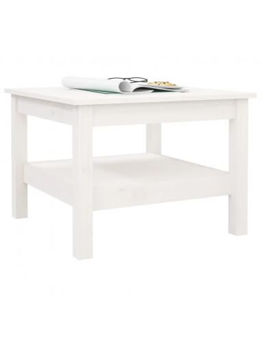 Tavolino da Salotto Bianco 55x55x40 cm Legno Massello di Pino