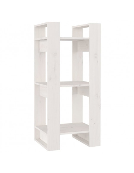 Libreria/Divisorio Bianco 41x35x91 cm in Legno Massello di Pino