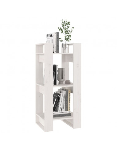 Libreria/Divisorio Bianco 41x35x91 cm in Legno Massello di Pino