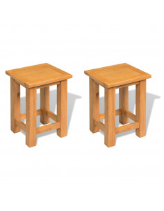 Tavolini da Salotto 2 pz 27x24x37 cm Legno Massello di Rovere 2