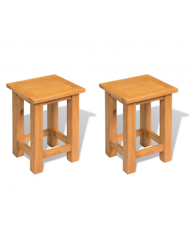 Tavolini da Salotto 2 pz 27x24x37 cm Legno Massello di Rovere