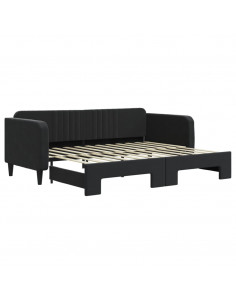 Divano Letto con Letto Estraibile Nero 90x200 cm in Velluto 2