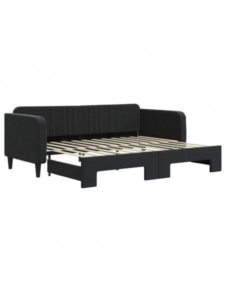 Divano Letto con Letto Estraibile Nero 90x200 cm in Velluto