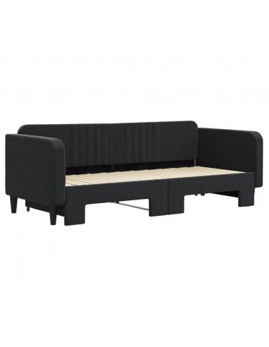 Divano Letto con Letto Estraibile Nero 90x200 cm in Velluto