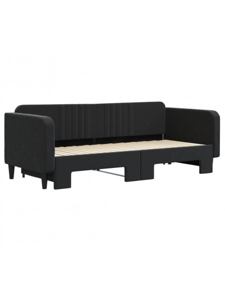 Divano Letto con Letto Estraibile Nero 90x200 cm in Velluto