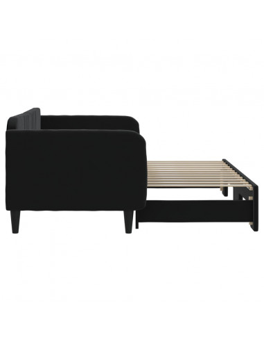 Divano Letto con Letto Estraibile Nero 90x200 cm in Velluto