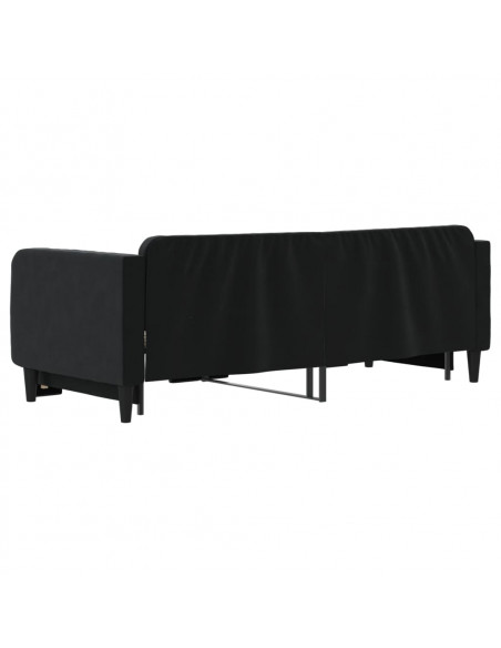 Divano Letto con Letto Estraibile Nero 90x200 cm in Velluto