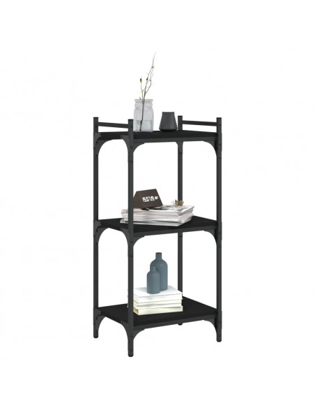 Libreria a 3 Ripiani Nera 40x30x86 cm in Legno Multistrato