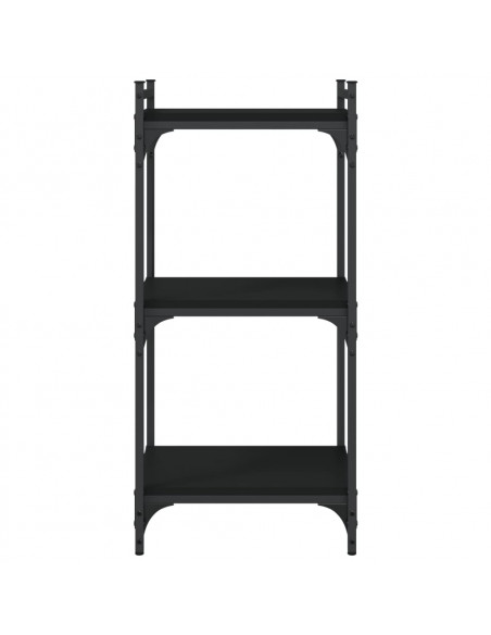 Libreria a 3 Ripiani Nera 40x30x86 cm in Legno Multistrato