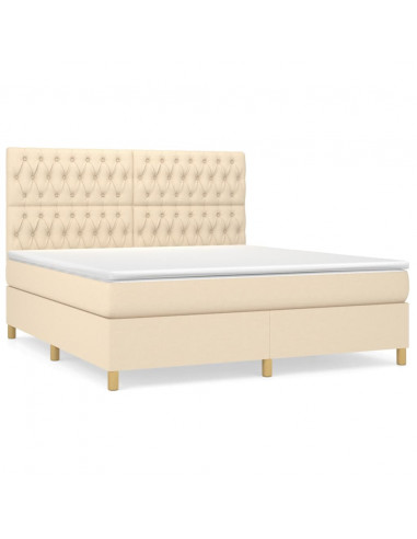 Giroletto a Molle con Materasso Crema 180x200 cm in Tessuto