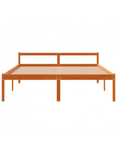 Letto per Anziani Marrone Cera 160x200cm Legno Massello di Pino