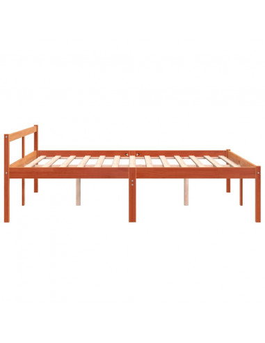 Letto per Anziani Marrone Cera 160x200cm Legno Massello di Pino