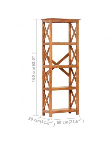 Libreria 60x30x160 cm Legno Massello Acacia Finitura Miele