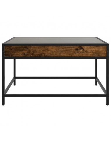 Tavolino da Salotto con LED Infinity Rovere Fumo 70x50x41 cm