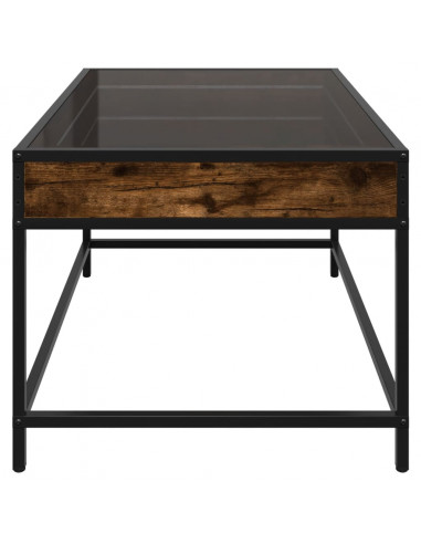 Tavolino da Salotto con LED Infinity Rovere Fumo 70x50x41 cm