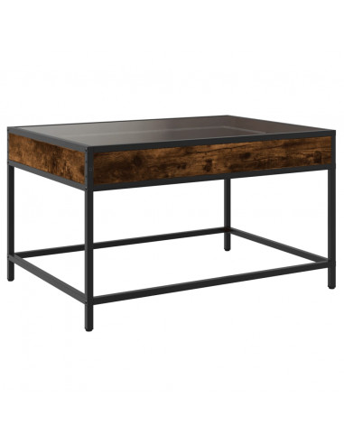 Tavolino da Salotto con LED Infinity Rovere Fumo 70x50x41 cm